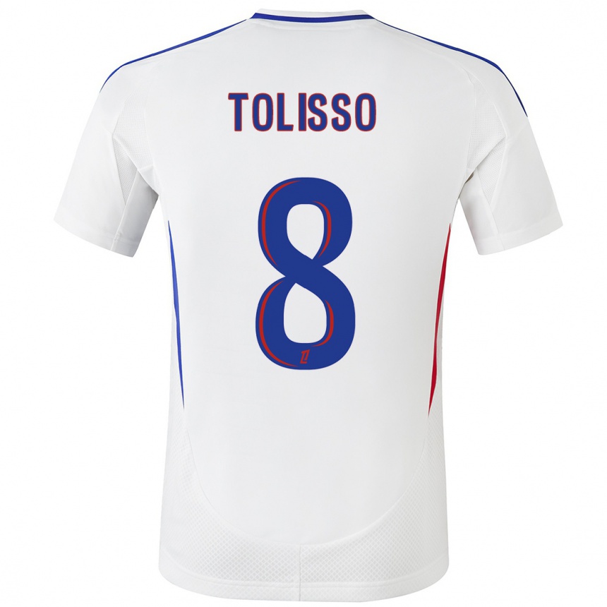 Niño Fútbol Camiseta Corentin Tolisso #8 Blanco Azul 1ª Equipación 2024/25 Perú