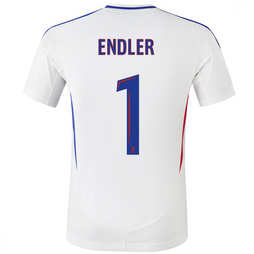 Niño Fútbol Camiseta Christiane Endler #1 Blanco Azul 1ª Equipación 2024/25 Perú