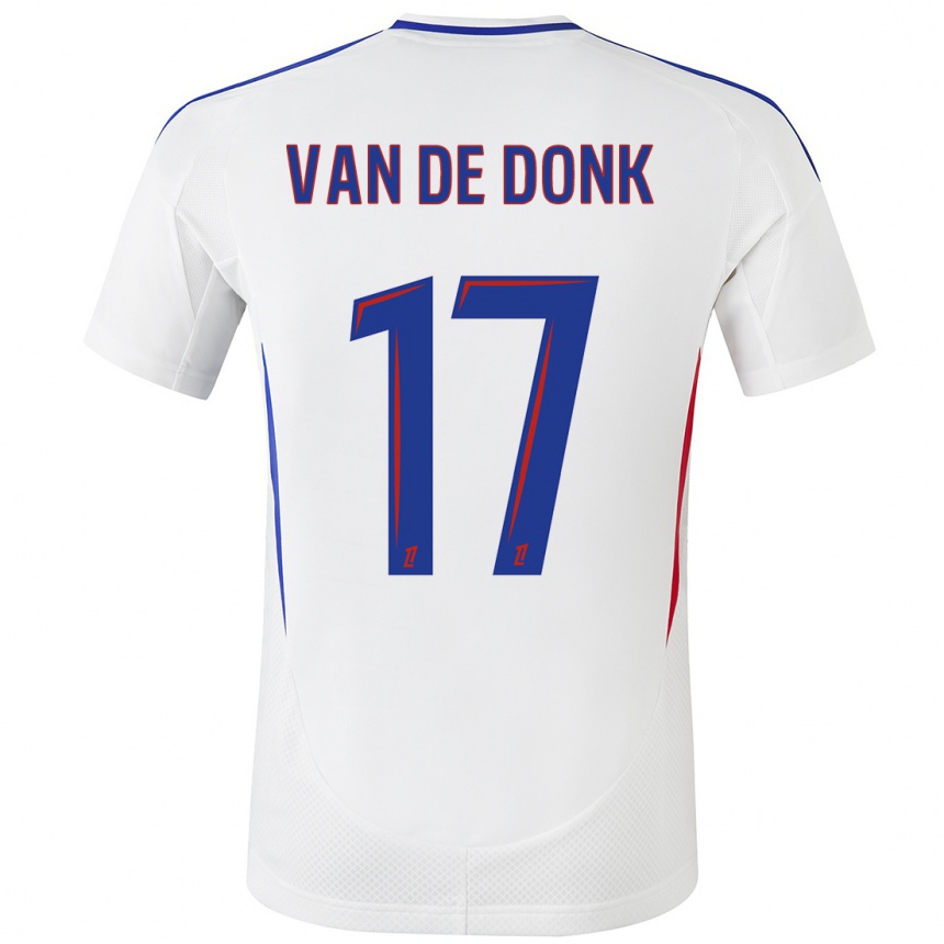 Niño Fútbol Camiseta Danielle Van De Donk #17 Blanco Azul 1ª Equipación 2024/25 Perú