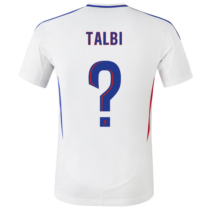 Niño Fútbol Camiseta Ryad Talbi #0 Blanco Azul 1ª Equipación 2024/25 Perú