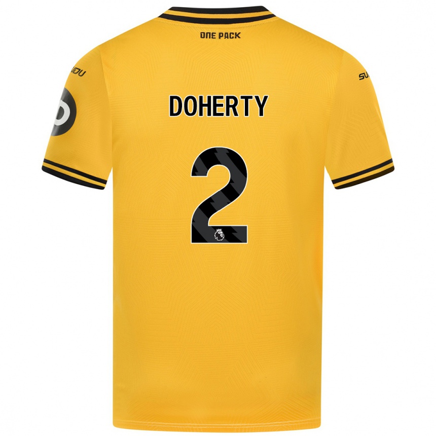 Niño Fútbol Camiseta Matt Doherty #2 Amarillo 1ª Equipación 2024/25 Perú