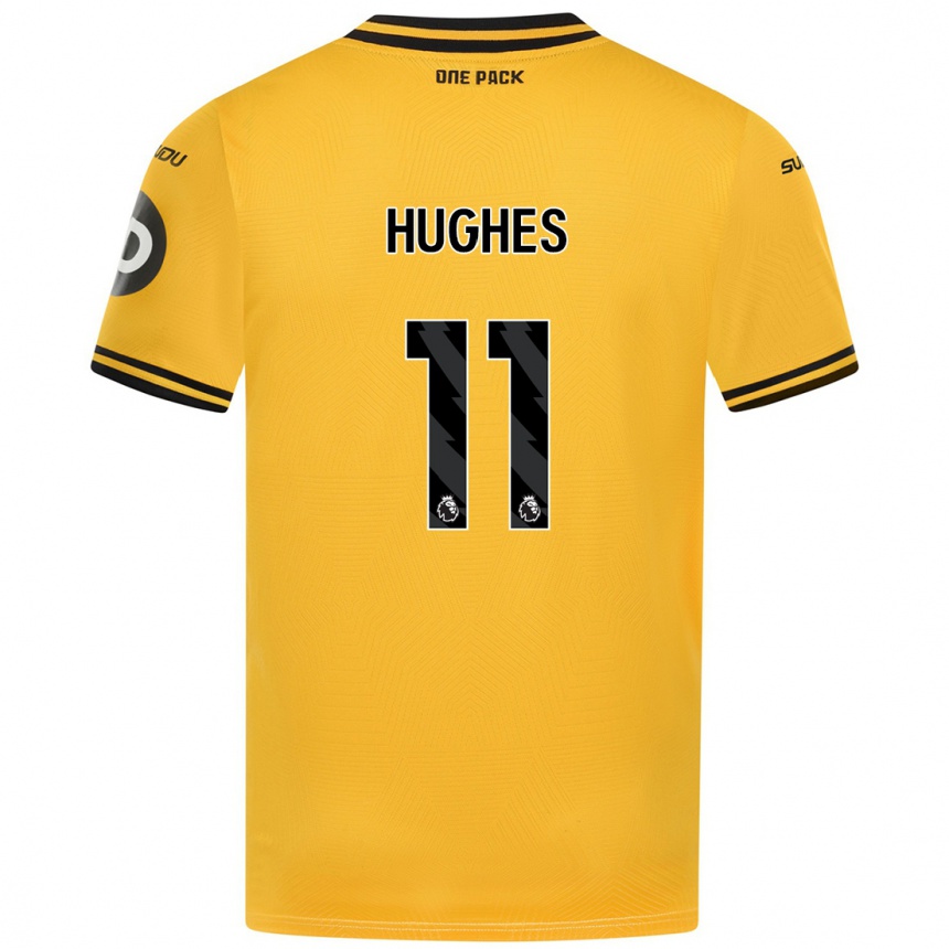 Niño Fútbol Camiseta Amber Hughes #11 Amarillo 1ª Equipación 2024/25 Perú