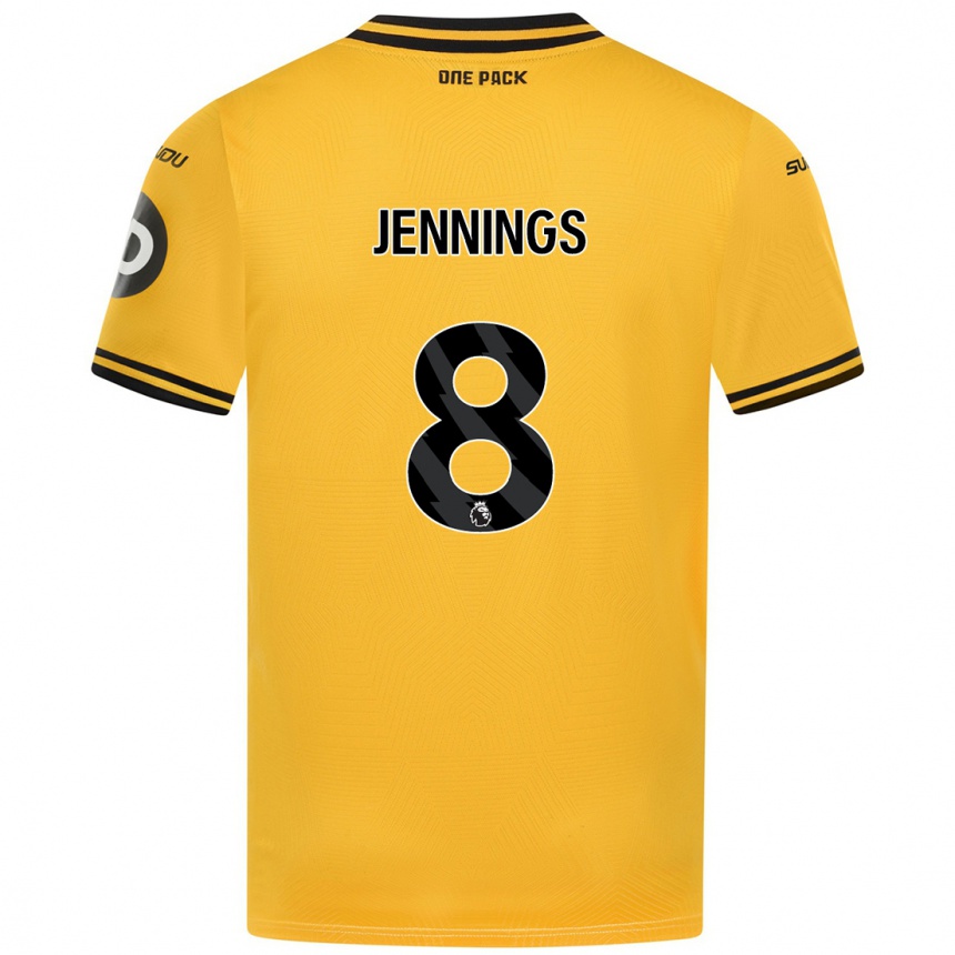 Niño Fútbol Camiseta Shannie Jennings #8 Amarillo 1ª Equipación 2024/25 Perú