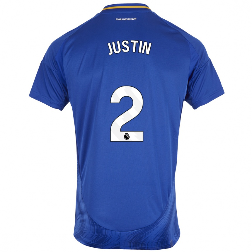 Niño Fútbol Camiseta James Justin #2 Azul Blanco 1ª Equipación 2024/25 Perú