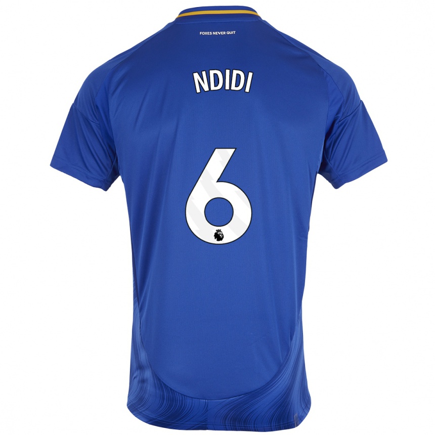 Niño Fútbol Camiseta Wilfred Ndidi #6 Azul Blanco 1ª Equipación 2024/25 Perú