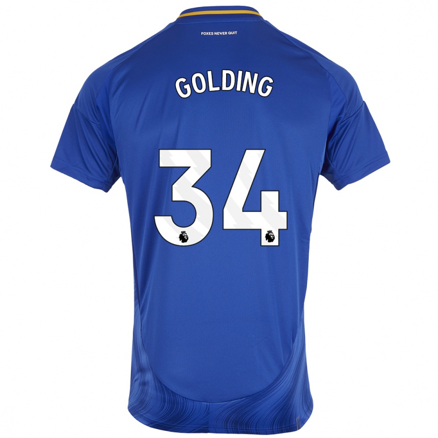 Niño Fútbol Camiseta Michael Golding #34 Azul Blanco 1ª Equipación 2024/25 Perú