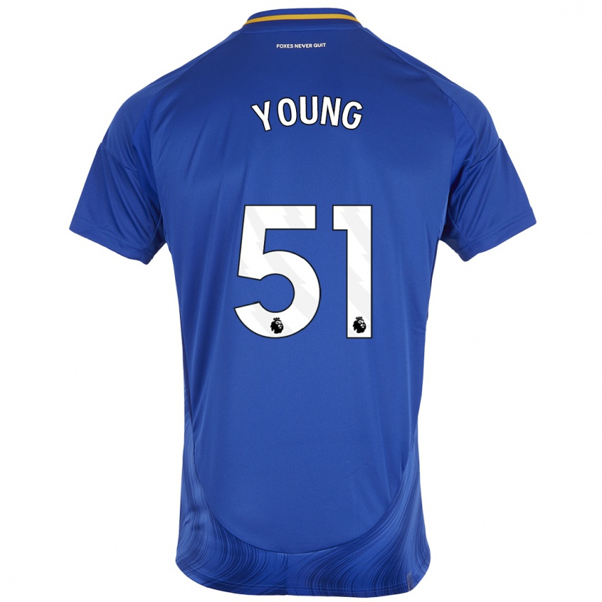 Niño Fútbol Camiseta Brad Young #51 Azul Blanco 1ª Equipación 2024/25 Perú