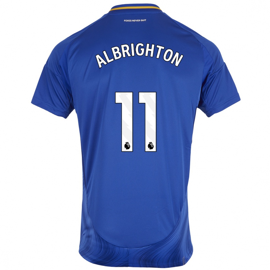 Niño Fútbol Camiseta Marc Albrighton #11 Azul Blanco 1ª Equipación 2024/25 Perú