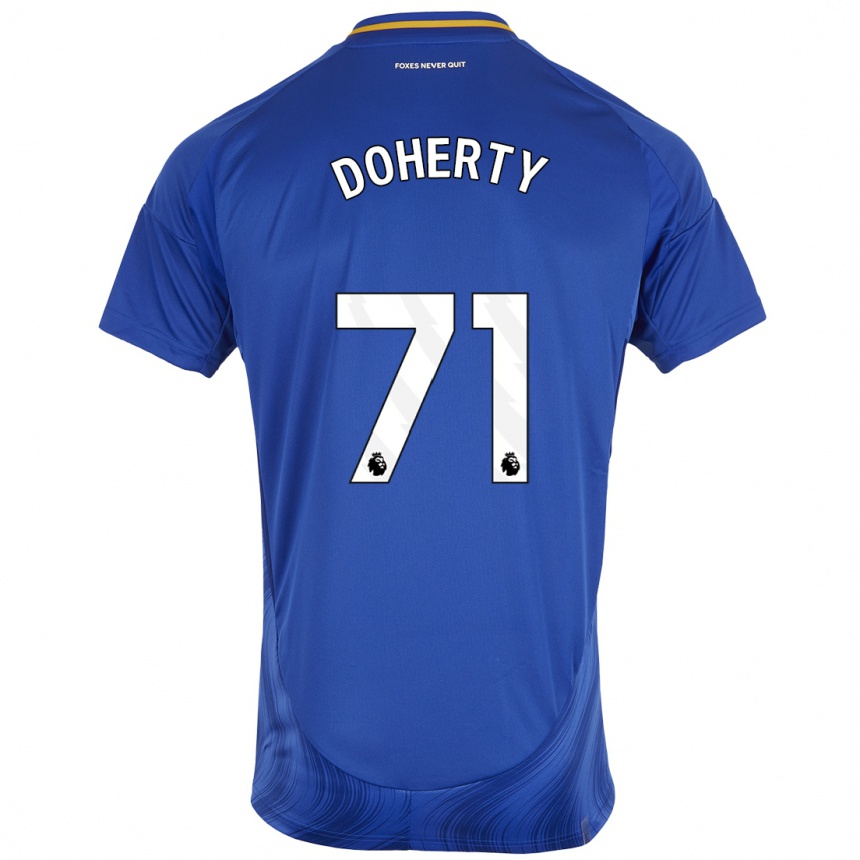 Niño Fútbol Camiseta Arlo Doherty #71 Azul Blanco 1ª Equipación 2024/25 Perú