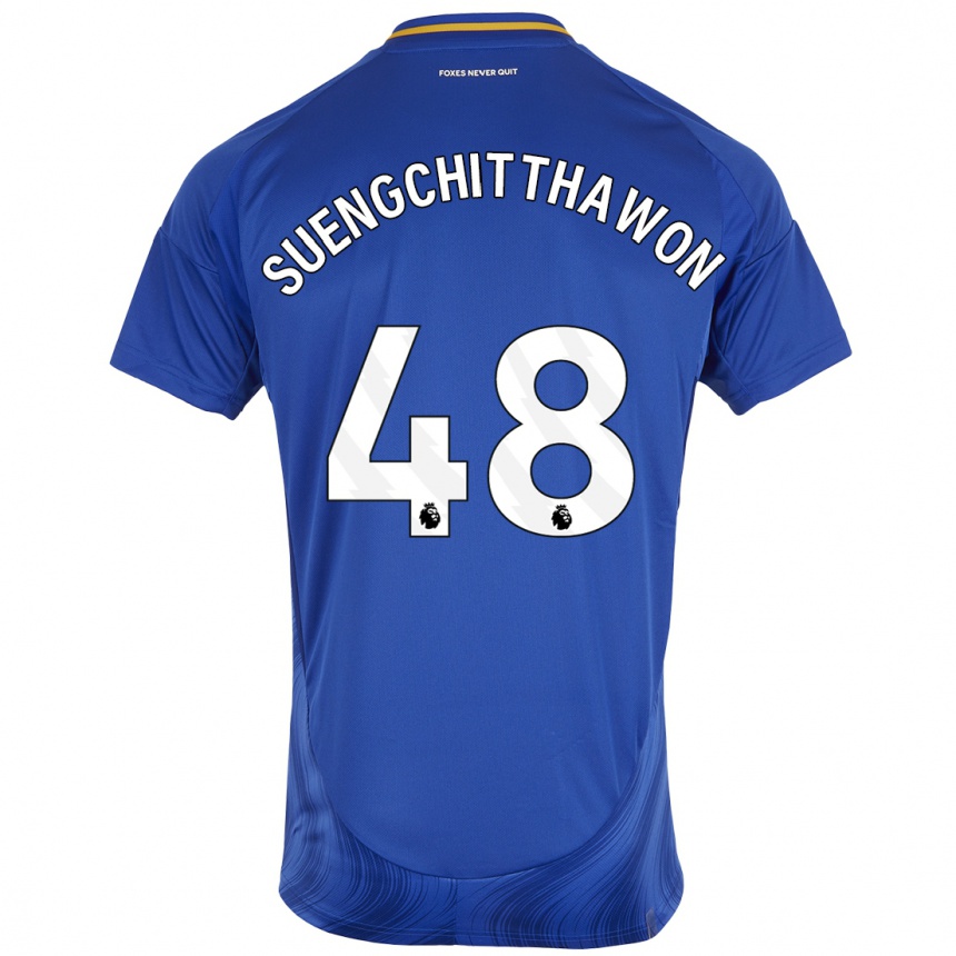 Niño Fútbol Camiseta Thanawat Suengchitthawon #48 Azul Blanco 1ª Equipación 2024/25 Perú