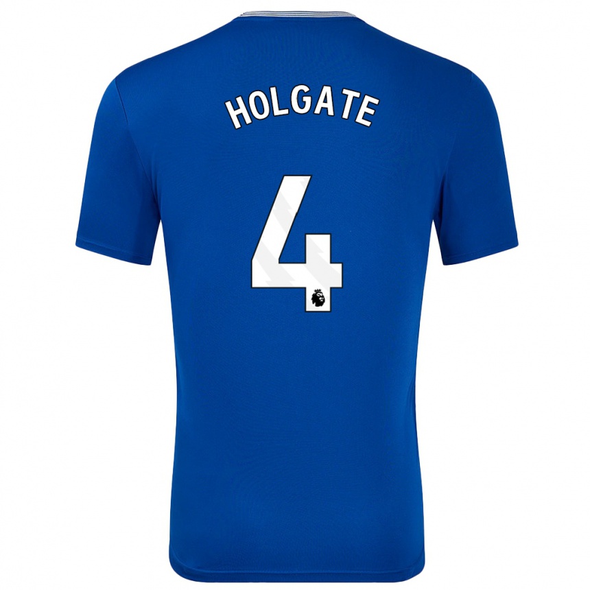 Niño Fútbol Camiseta Mason Holgate #4 Azul Con 1ª Equipación 2024/25 Perú