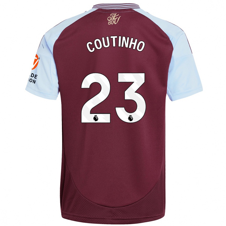 Niño Fútbol Camiseta Philippe Coutinho #23 Borgoña Azul Cielo 1ª Equipación 2024/25 Perú