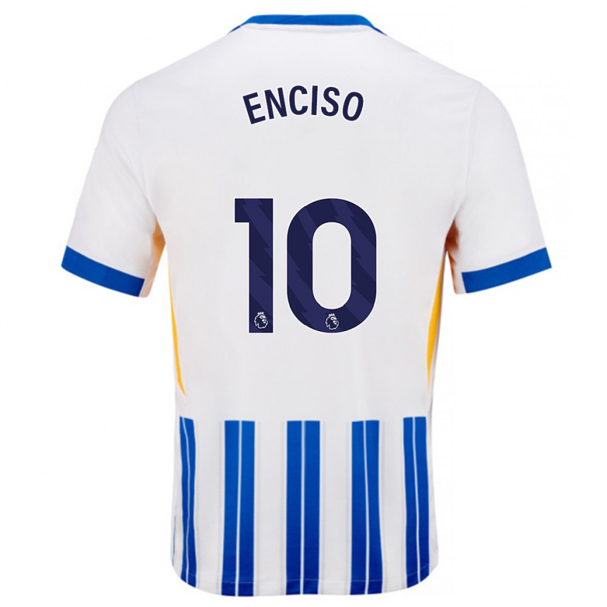 Niño Fútbol Camiseta Julio Enciso #10 Blanco Azul Rayas 1ª Equipación 2024/25 Perú