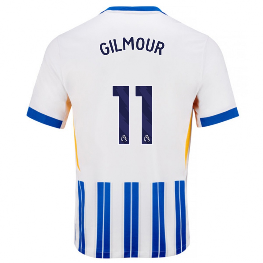 Niño Fútbol Camiseta Billy Gilmour #11 Blanco Azul Rayas 1ª Equipación 2024/25 Perú