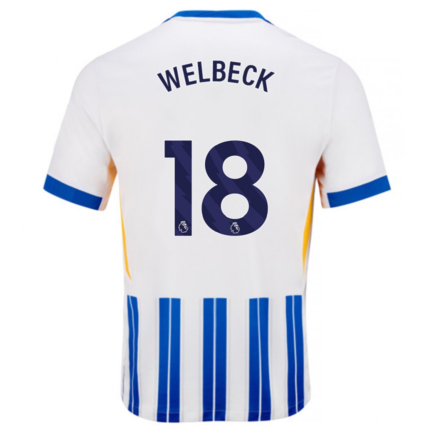 Niño Fútbol Camiseta Danny Welbeck #18 Blanco Azul Rayas 1ª Equipación 2024/25 Perú