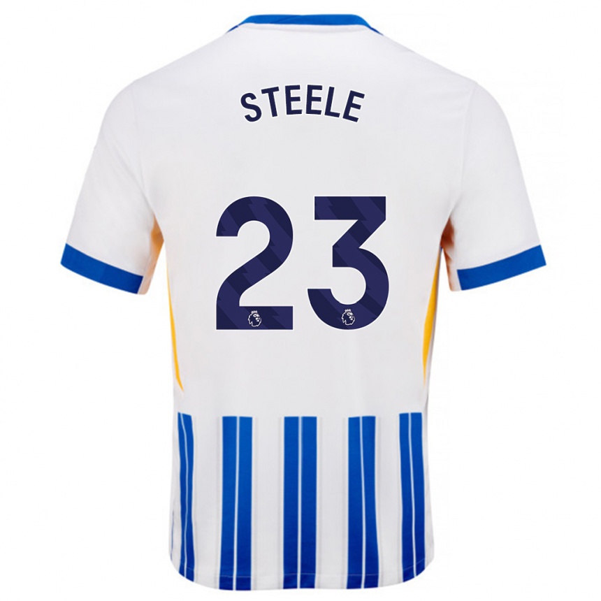 Niño Fútbol Camiseta Jason Steele #23 Blanco Azul Rayas 1ª Equipación 2024/25 Perú