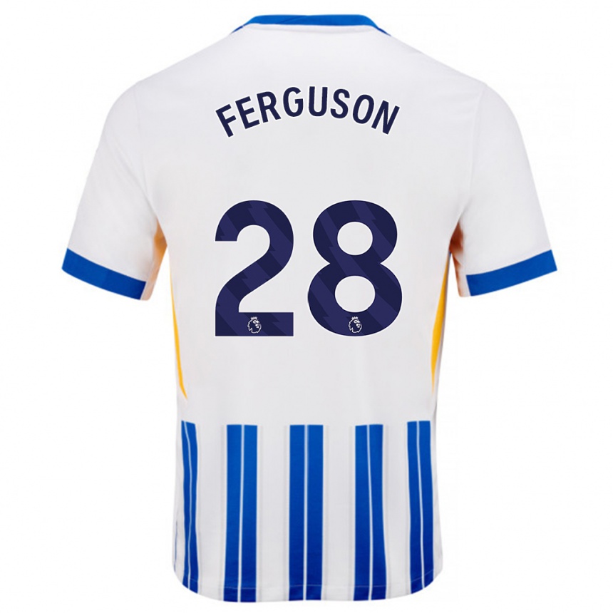 Niño Fútbol Camiseta Evan Ferguson #28 Blanco Azul Rayas 1ª Equipación 2024/25 Perú