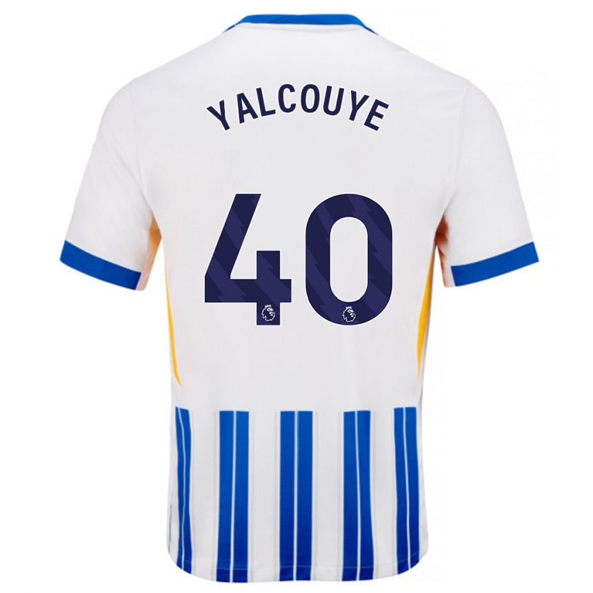 Niño Fútbol Camiseta Malick Junior Yalcouyé #40 Blanco Azul Rayas 1ª Equipación 2024/25 Perú