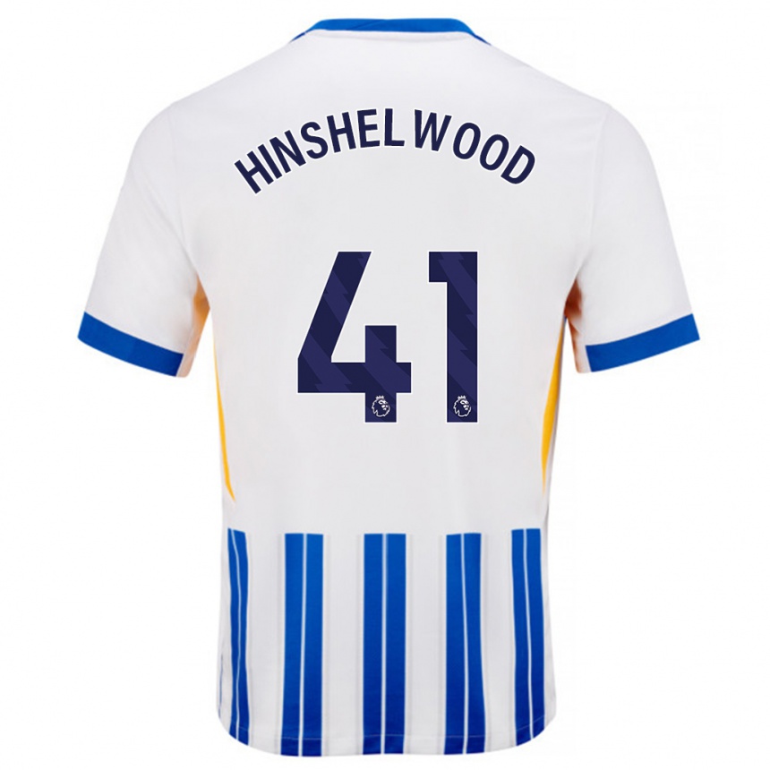 Niño Fútbol Camiseta Jack Hinshelwood #41 Blanco Azul Rayas 1ª Equipación 2024/25 Perú