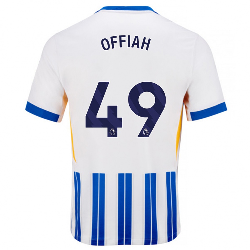 Niño Fútbol Camiseta Odel Offiah #49 Blanco Azul Rayas 1ª Equipación 2024/25 Perú