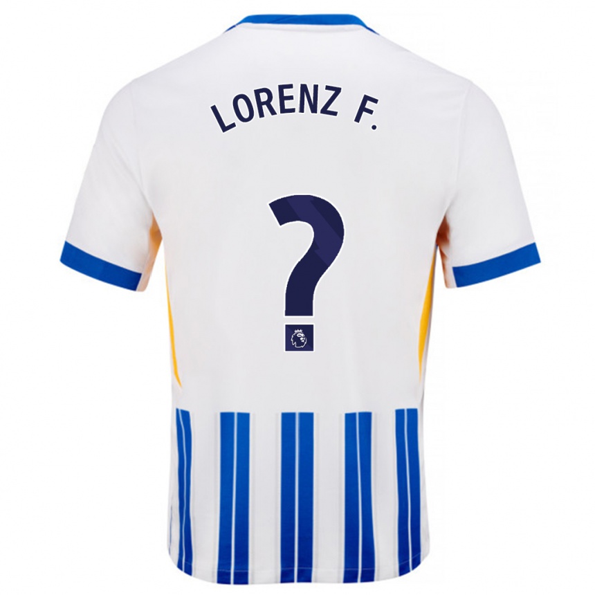 Niño Fútbol Camiseta Lorenz Ferdinand #0 Blanco Azul Rayas 1ª Equipación 2024/25 Perú