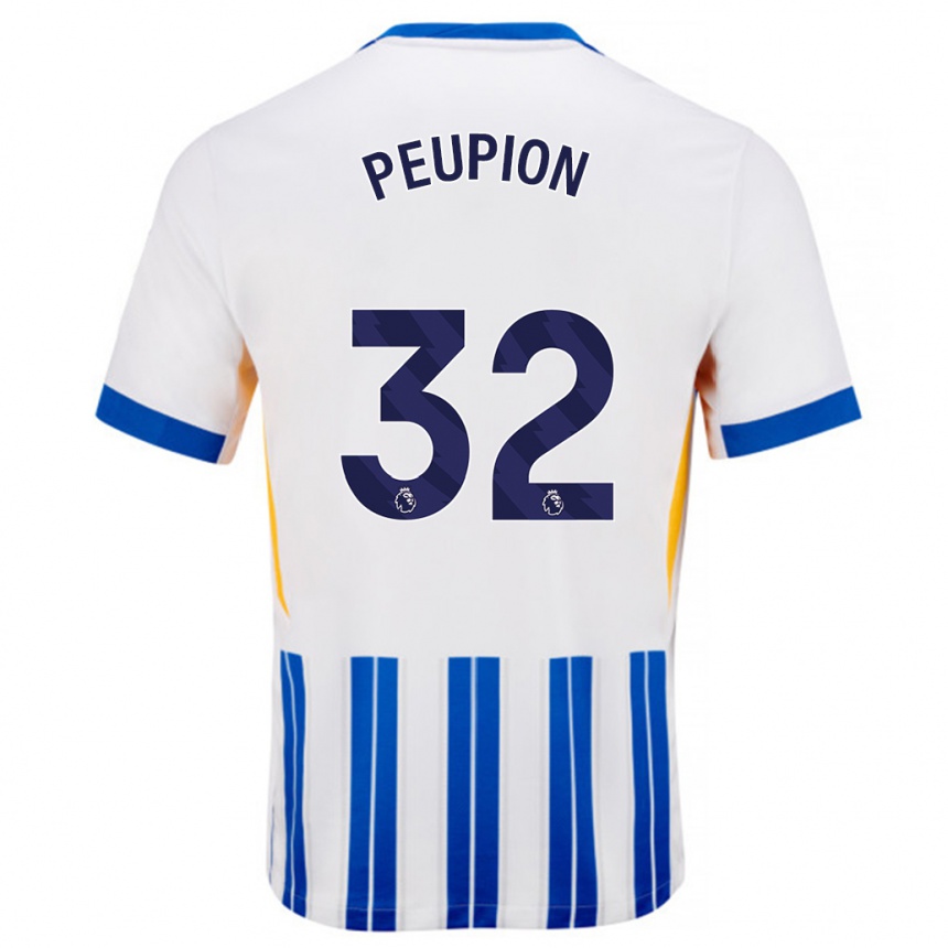 Niño Fútbol Camiseta Cameron Peupion #32 Blanco Azul Rayas 1ª Equipación 2024/25 Perú