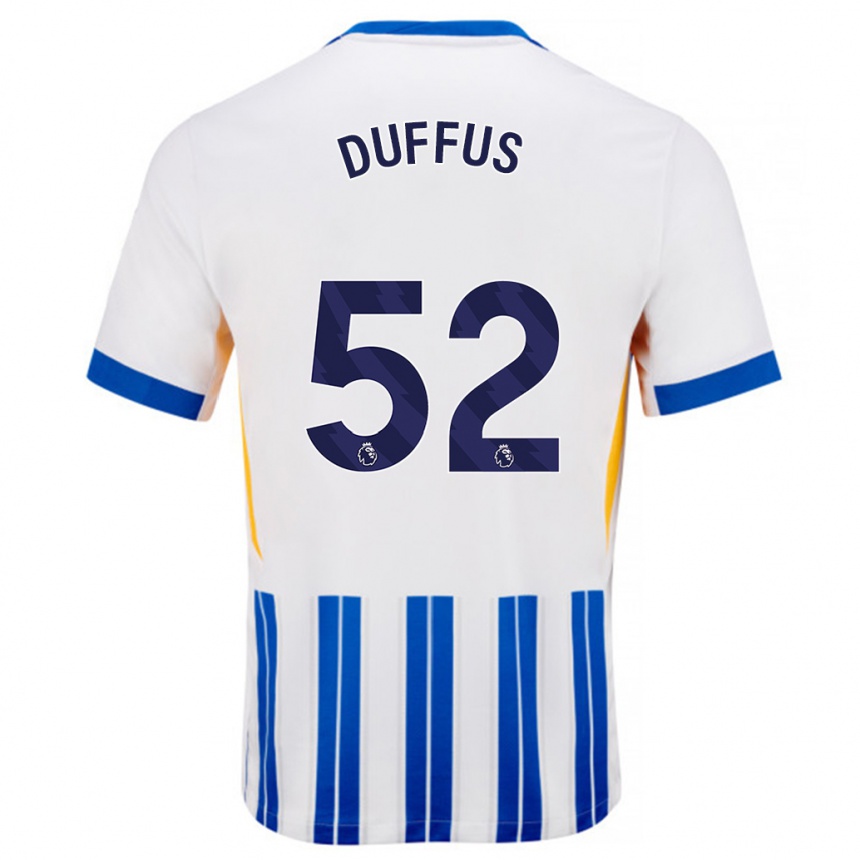 Niño Fútbol Camiseta Josh Duffus #52 Blanco Azul Rayas 1ª Equipación 2024/25 Perú