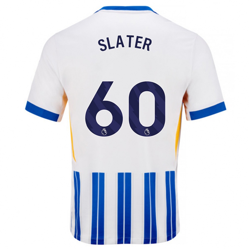 Niño Fútbol Camiseta Jacob Slater #60 Blanco Azul Rayas 1ª Equipación 2024/25 Perú