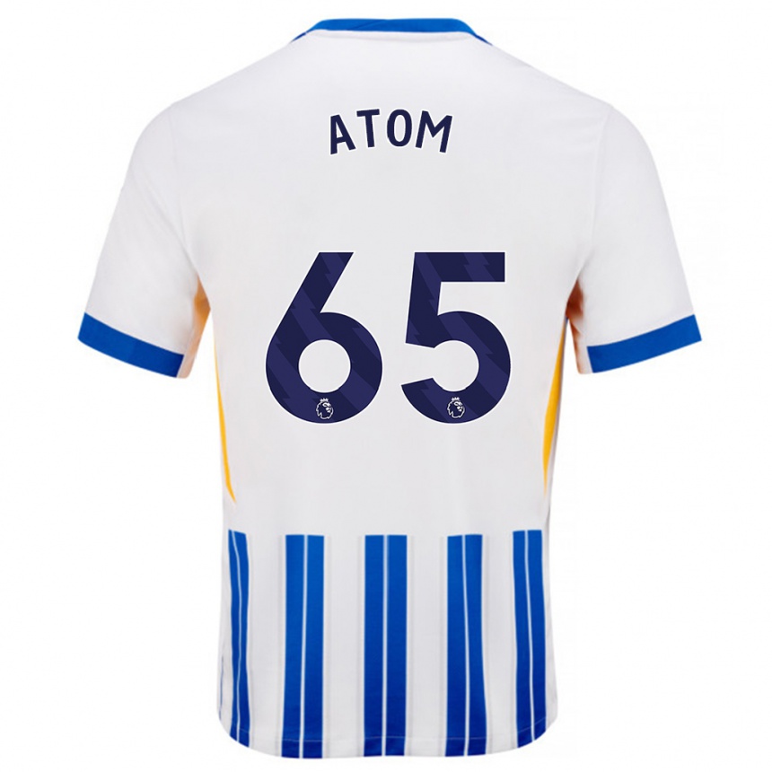 Niño Fútbol Camiseta Noel Atom #65 Blanco Azul Rayas 1ª Equipación 2024/25 Perú