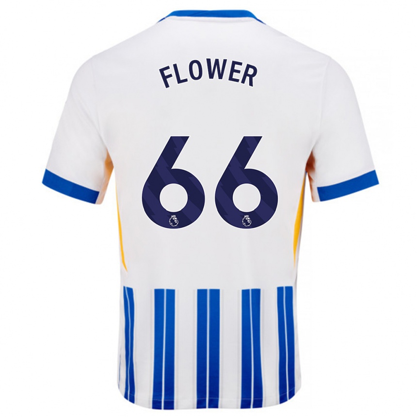 Niño Fútbol Camiseta Louis Flower #66 Blanco Azul Rayas 1ª Equipación 2024/25 Perú