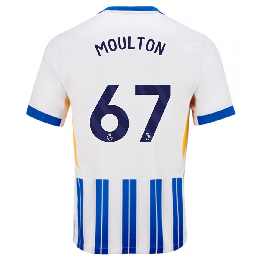 Niño Fútbol Camiseta Remeiro Moulton #67 Blanco Azul Rayas 1ª Equipación 2024/25 Perú