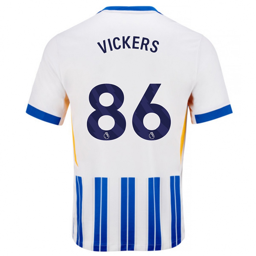 Niño Fútbol Camiseta Jacob Vickers #86 Blanco Azul Rayas 1ª Equipación 2024/25 Perú