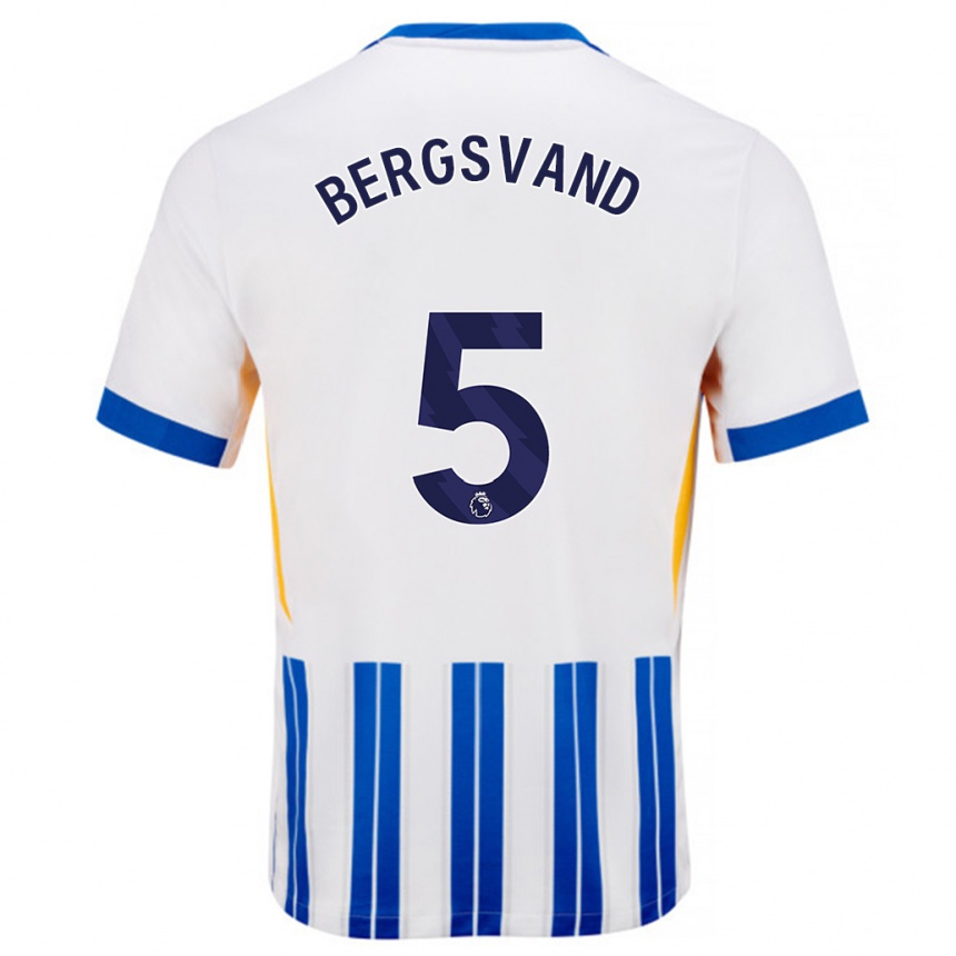 Niño Fútbol Camiseta Guro Bergsvand #5 Blanco Azul Rayas 1ª Equipación 2024/25 Perú