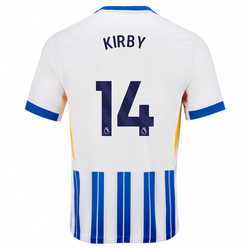 Niño Fútbol Camiseta Fran Kirby #14 Blanco Azul Rayas 1ª Equipación 2024/25 Perú