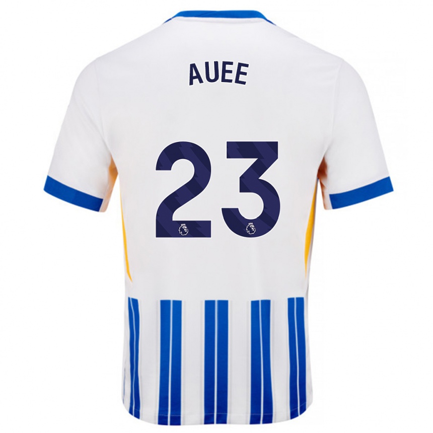 Niño Fútbol Camiseta Marit Auée #23 Blanco Azul Rayas 1ª Equipación 2024/25 Perú