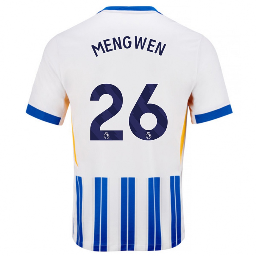 Niño Fútbol Camiseta Li Mengwen #26 Blanco Azul Rayas 1ª Equipación 2024/25 Perú