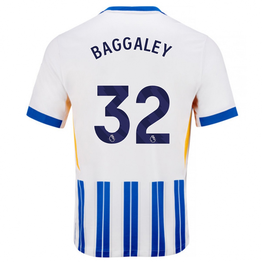 Niño Fútbol Camiseta Sophie Baggaley #32 Blanco Azul Rayas 1ª Equipación 2024/25 Perú