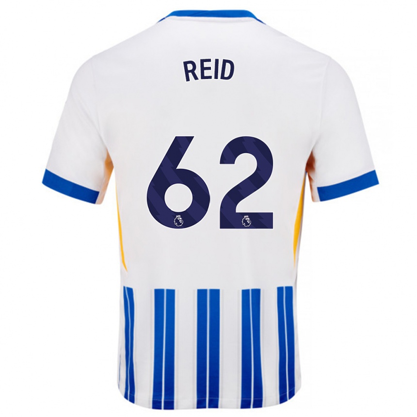 Niño Fútbol Camiseta Tommy Reid #62 Blanco Azul Rayas 1ª Equipación 2024/25 Perú