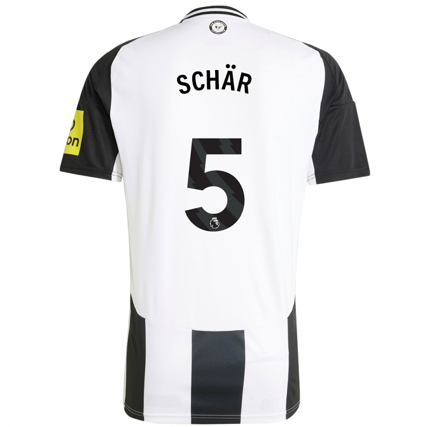 Niño Fútbol Camiseta Fabian Schär #5 Blanco Negro 1ª Equipación 2024/25 Perú