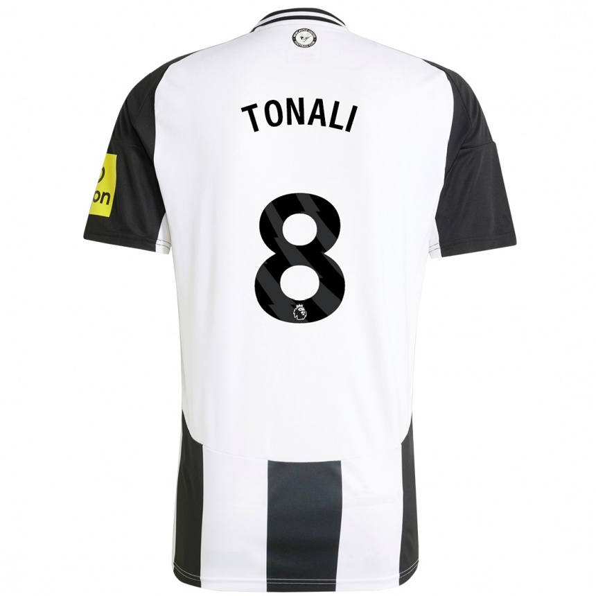 Niño Fútbol Camiseta Sandro Tonali #8 Blanco Negro 1ª Equipación 2024/25 Perú