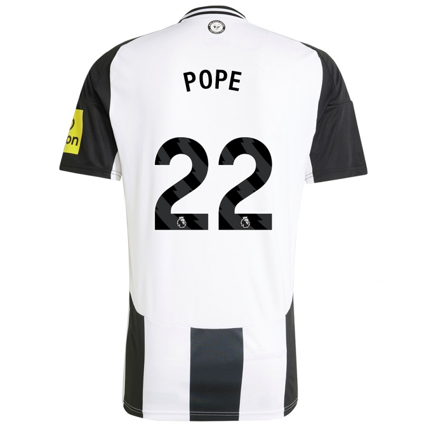 Niño Fútbol Camiseta Nick Pope #22 Blanco Negro 1ª Equipación 2024/25 Perú