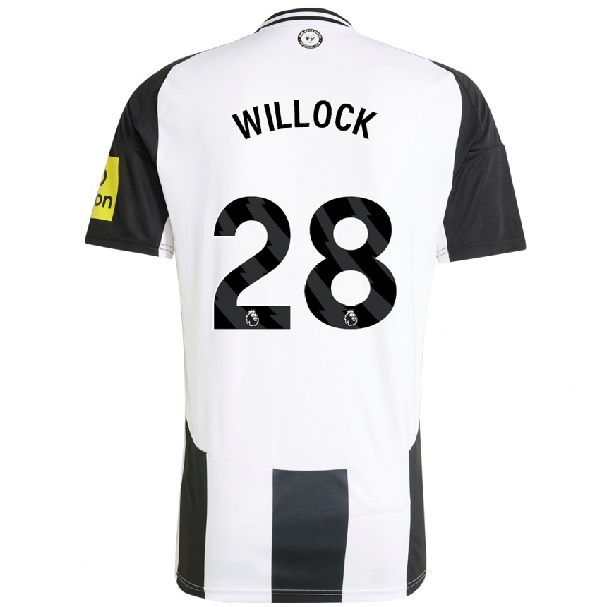 Niño Fútbol Camiseta Joe Willock #28 Blanco Negro 1ª Equipación 2024/25 Perú