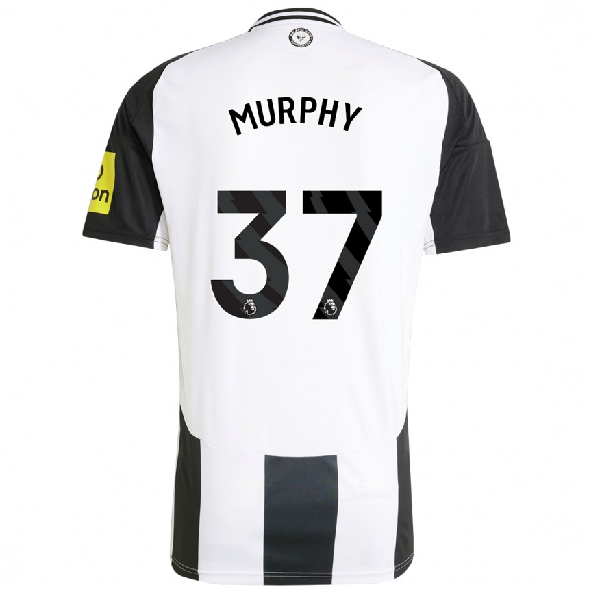 Niño Fútbol Camiseta Alex Murphy #37 Blanco Negro 1ª Equipación 2024/25 Perú