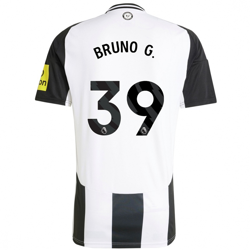 Niño Fútbol Camiseta Bruno Guimarães #39 Blanco Negro 1ª Equipación 2024/25 Perú