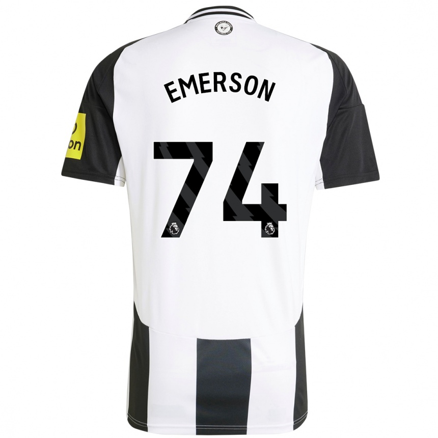 Niño Fútbol Camiseta Johnny Emerson #74 Blanco Negro 1ª Equipación 2024/25 Perú