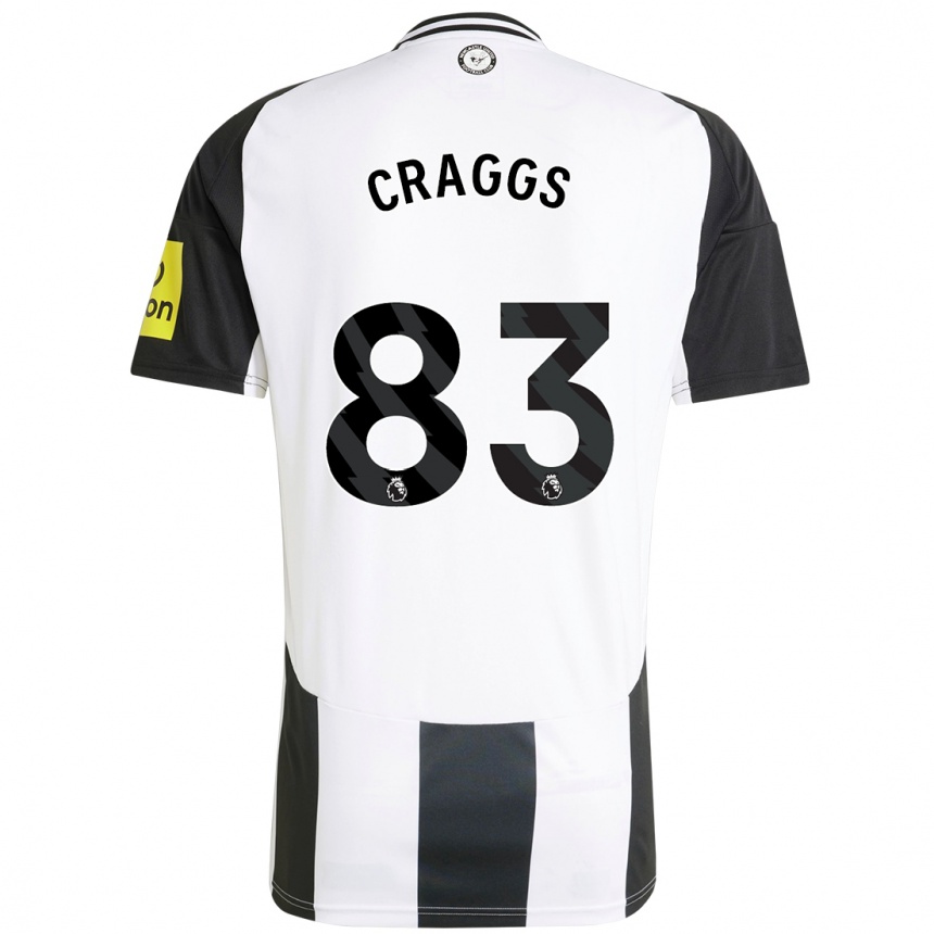 Niño Fútbol Camiseta Luke Craggs #83 Blanco Negro 1ª Equipación 2024/25 Perú