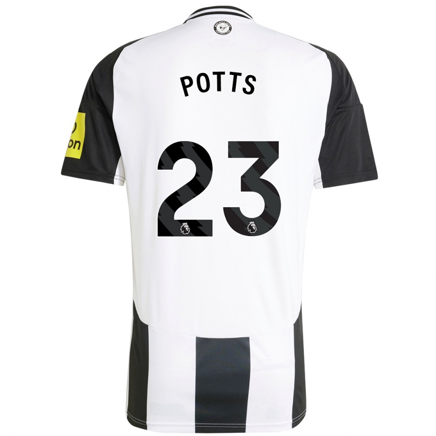 Niño Fútbol Camiseta Charlotte Potts #23 Blanco Negro 1ª Equipación 2024/25 Perú