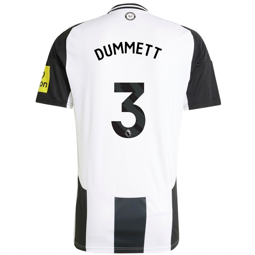 Niño Fútbol Camiseta Paul Dummett #3 Blanco Negro 1ª Equipación 2024/25 Perú