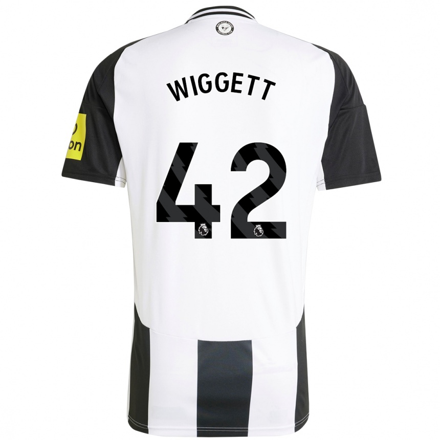 Niño Fútbol Camiseta Charlie Wiggett #42 Blanco Negro 1ª Equipación 2024/25 Perú