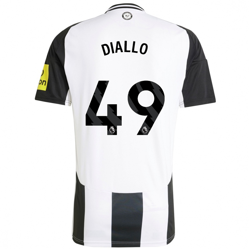 Niño Fútbol Camiseta Amadou Diallo #49 Blanco Negro 1ª Equipación 2024/25 Perú